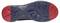 'Blue shoe sole with red heel and toe areas; wave-like design with geometric patterns for enhanced grip.'
