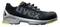 Black safety shoe with perforated upper material, grey sole and yellow details, with the 'uvex' logo on the side.