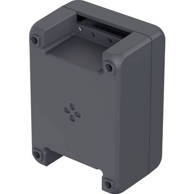 A rectangular, dark grey enclosure with rounded corners and four mounting points at the corners.