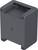 Grey, rectangular enclosure with four screw holes at the corners. Top side open. Suitable for electronic components.