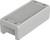 Rectangular, grey electronics enclosure with rounded corners and four screws at the corners of the lid. Suitable for indoor applications.