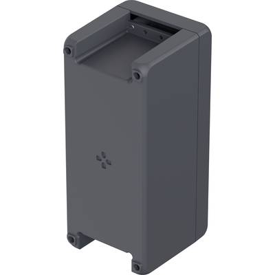 A rectangular, dark grey device with rounded corners and screw mountings on the sides. It has a square pattern on the front.