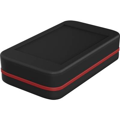 Rectangular black box with a red stripe, possibly an electronic device or case.