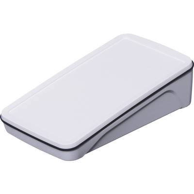 A rectangular plastic electronics enclosure with an angled top, suitable for desktop applications.
