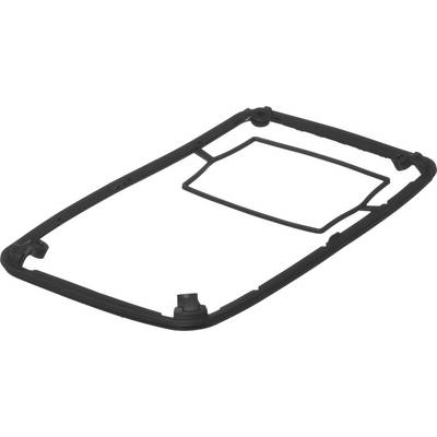 Frame of a car door with a rectangular cutout, likely for a window. Black material, used in vehicle construction.