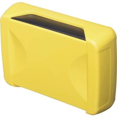 Yellow, rectangular plastic handle made from robust material, specifically designed for applications requiring secure handling.