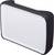 A rectangular black and white plastic device with a smooth surface, possibly an enclosure or card scanner.