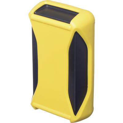 A rectangular, yellow handheld device with black details. Probably a technical or electronic device.