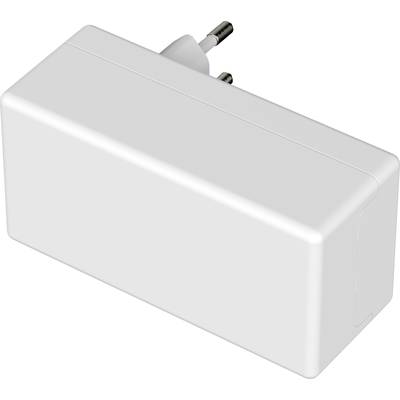 A white power adapter with European plug, suitable for electronic devices.