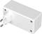 A white plug-in power supply with two European pins. The device has a rectangular shape and appears suitable for electronic devices.