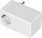 White power strip with a European plug shown at an angled view, revealing the outer casing and socket.