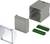 Electronic Enclosure Kit: grey main housing, transparent cover, two green plug-in modules.