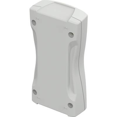 A white rectangular enclosure with rounded corners and four screw holes, suitable for installing electronic components.
