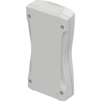 A white, rectangular plastic enclosure with rounded corners and four visible screws at the corners.