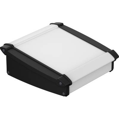 A black box with a rounded design and a white cover.