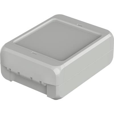 A rectangular, grey plastic enclosure with rounded corners, likely intended for electronic devices or components.