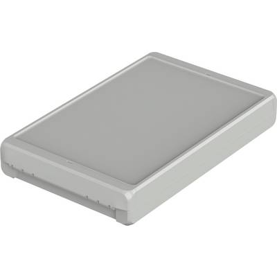 A grey, rectangular enclosure with rounded edges, possibly an electronic device or part of a larger system.