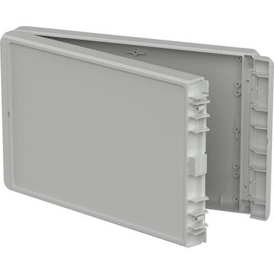 Grey plastic enclosure, rectangular, slightly open. Suitable for electrical or electronic applications.