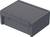 Rectangular, grey plastic box with a hinged lid.