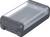 A grey rectangular plastic enclosure with a transparent lid, used for storing or protecting devices.