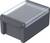 A rectangular, grey plastic enclosure with a transparent lid. It is suitable for electronic components.