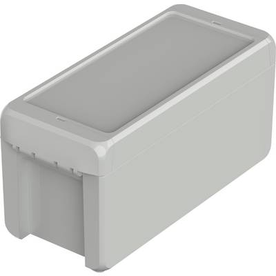 'Grey rectangular container with a lid, suitable for storing or transporting small items.'