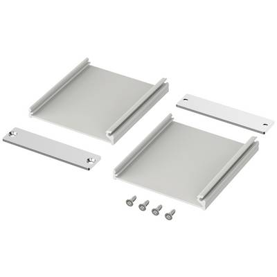 Mounting set comprising two square plates, two elongated covers, and four screws. Suitable for installation in enclosures.