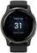 A black smartwatch displays 'Fitness Age 31' with colourful confetti on the screen, updated today.