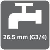 A tap symbol with the inscription '26.5 mm (G3/4)', indicating the size of the connection.