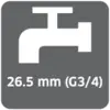A tap symbol with the inscription '26.5 mm (G3/4)', indicating the size of the connection.