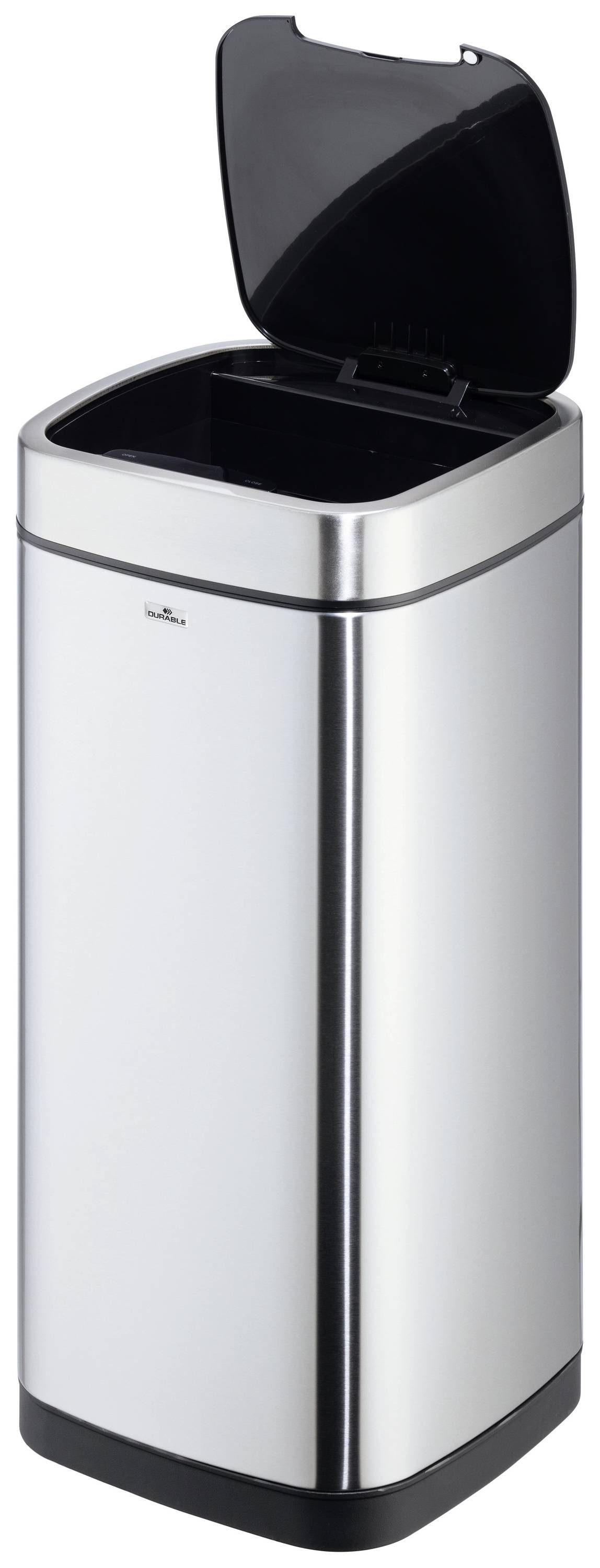 Durable Sensor NO TOUCH 342323 Garbage bin 35 l Stainless steel (L x W x H) 30.5 x 30.5 x 69 cm Silver-black on-touch lid 1 pc(s)