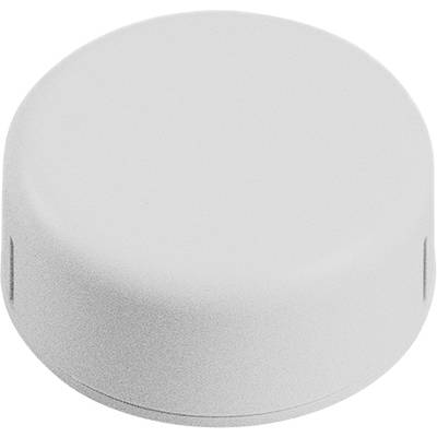 Round, white plastic lid on a white background. No markings or text visible.