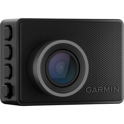 A black dashcam with multiple side buttons and a large lens in the centre. The 'Garmin' brand is visible.