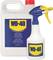 A jerry can and a spray bottle of WD-40. WD-40 is a multi-purpose product for rust removal and lubrication, 5 litres.
