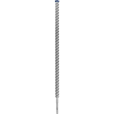 A silver, spiral-shaped metal drill bit used for drilling operations.