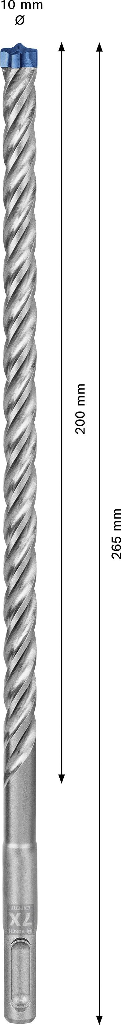 Drill with spiral blade, length 200 mm, total length 265 mm, shown with dimensional markings.