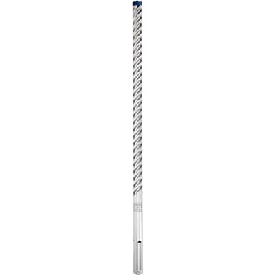 A grey, spiral drill bit with a blue tip, specialised for machining metal or wooden surfaces.
