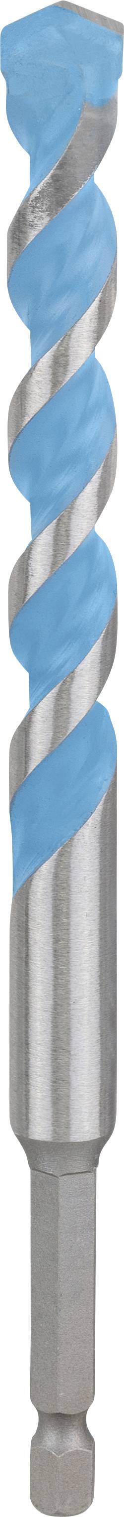 A blue spiral metal drill bit with a silver shank, used for quick and effective drilling into various materials.