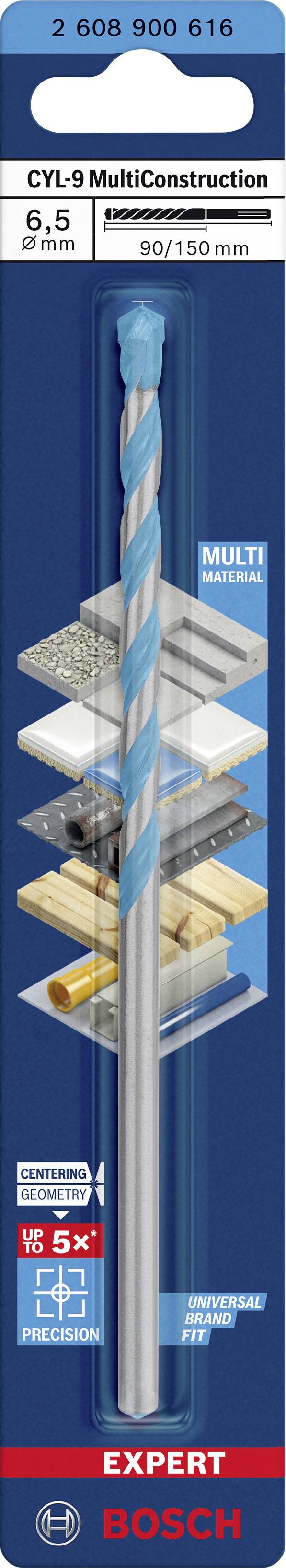 Bosch 'CYL-9 MultiConstruction' drill bit, 6.5 mm diameter, length 90/150 mm, suitable for concrete, brick, metal, wood and plastic.