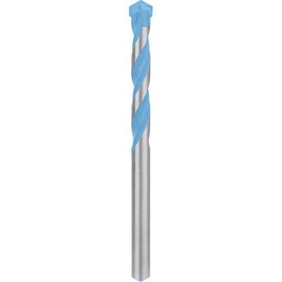 A spiral milling cutter made of metal with a blue-coated section, used for machining materials such as wood or metal.