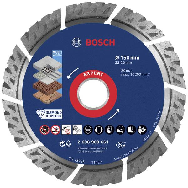Bosch Accessories 2608900661 EXPERT MultiMaterial Diamond cutting disc Diameter 150 mm Bore diameter 22.23 mm Stone, Concrete, Brick 1 pc(s)