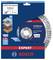 'Bosch multi-material saw blade, 230 mm diameter, 22.23 mm bore, maximum 6,650 rpm, suitable for stone, brick and metal.'