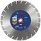 Bosch circular saw blade, suitable for stone and masonry. Diameter: 350 mm. Displays application symbols and technical details.