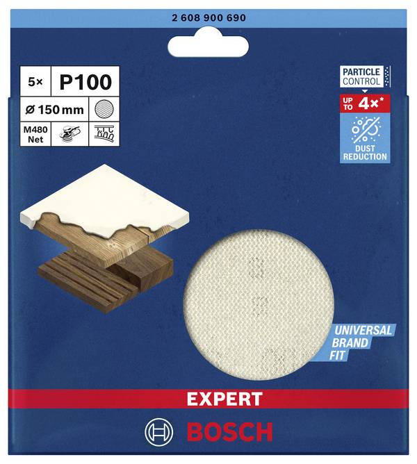 Bosch Accessories EXPERT M480 2608900690 Router mesh sanding disc Unperforated Grit size 100 (Ø) 150 mm 5 pc(s)