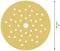 Round sanding disc with 125 mm diameter, yellow, with many small holes evenly distributed.