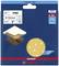 Pack of sandpaper with P80 grit. Suitable for woodwork and painting. Contains five sheets, diameter 125 mm. Bosch brand.