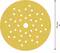 Round sanding disc with multiple holes, diameter 125 mm, gold colour.
