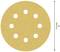 A round sandpaper sheet with a diameter of 115 mm and nine evenly distributed holes.