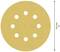 Circular sanding paper, 125 mm diameter, with 8 holes evenly distributed.