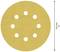 A round, brown sanding disc with ten symmetrically arranged holes, 125 mm in diameter.